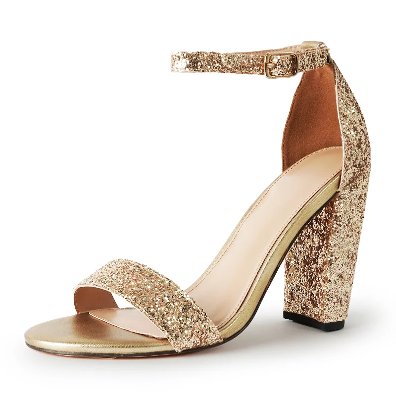 tan high heels radiance-Shirley | Gold Glitter