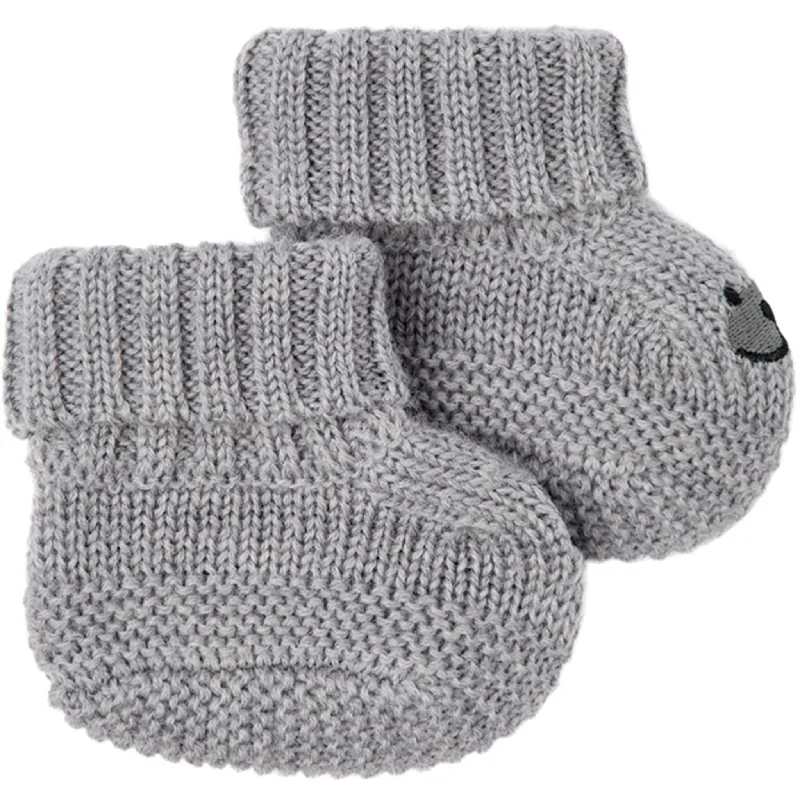 soft slippers for tenderness-Name it Grey Melange Runi Wool Knit Slippers