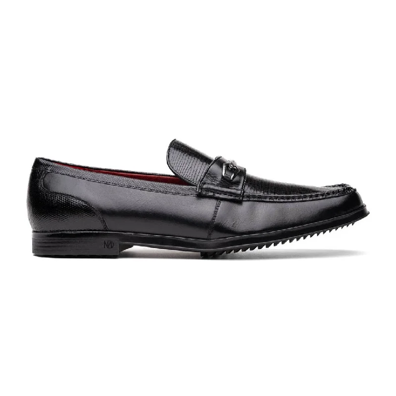 Loafers with good bounceMarco Di Milano Hugo Men's Shoes Black Exotic Lizard / Calf-Skin Leather Horsebit Loafers (MDM1082)