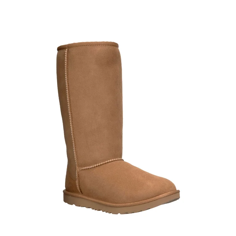 Boots with soft heels-UGG Unisex-Child Classic Tall Ii Boot, Chestnut