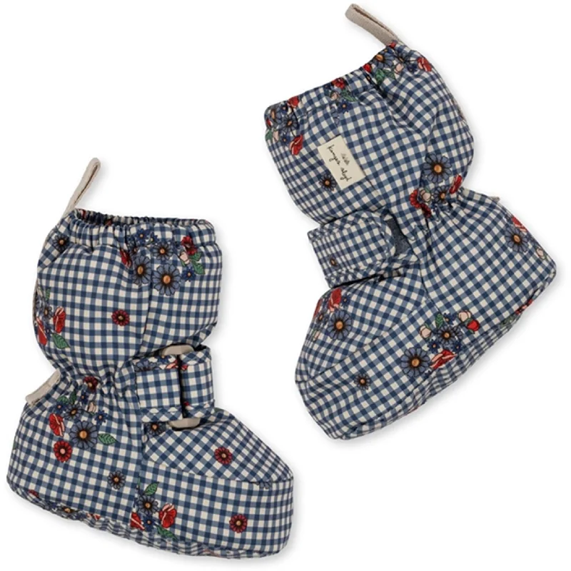 white plush slippers kids-Konges Sløjd Blossom Check Nutti Down Slippers