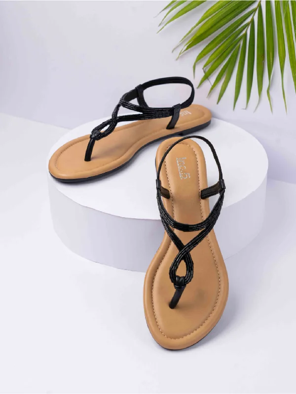 flats with smart systems-Womens Black Casual Solid Round Toe Flats