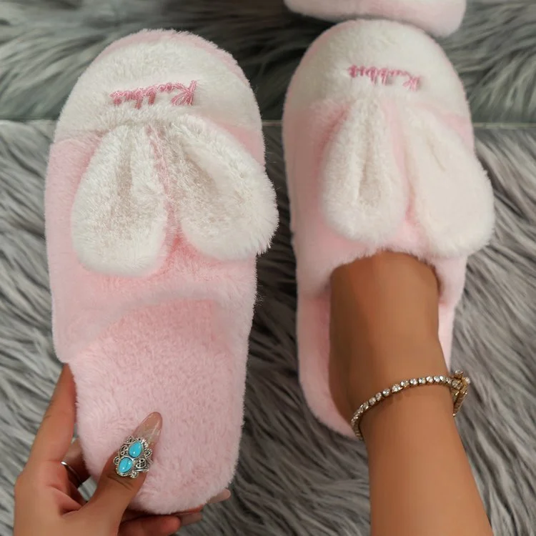 eco slippers soft touch-Rabbit Ears Round Toe Slippers