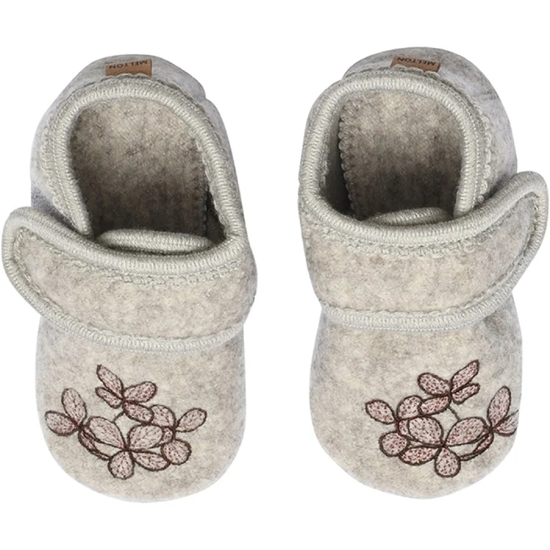 lightweight slippers for simplicity-MELTON Wool Slippers Hydrangea Beige Melange