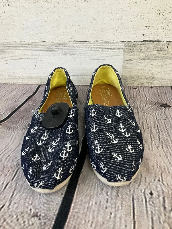 trendy flats hip neighborhoods-Blue Shoes Flats Toms, Size 7