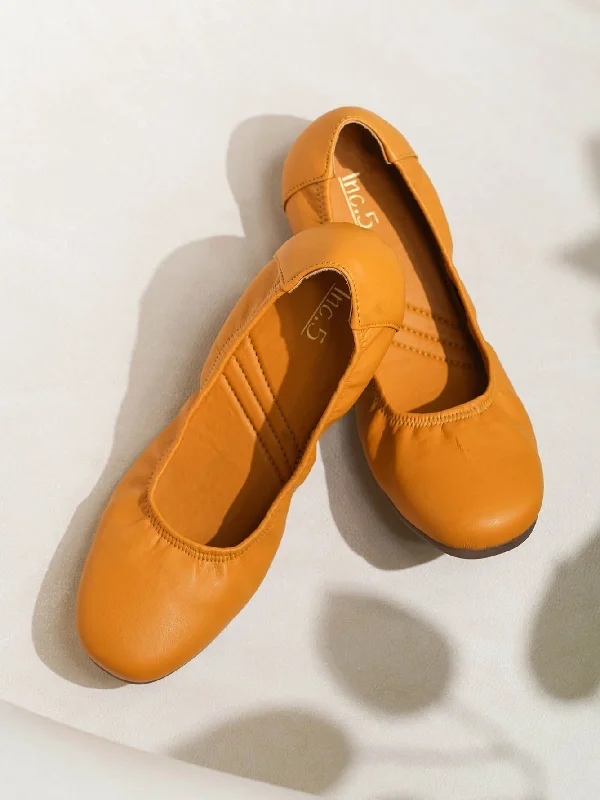 small flats near cafes-Women Mustard Solid Ballerinas Flats