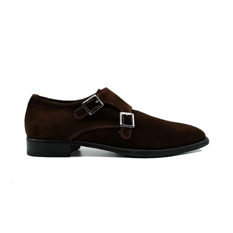 Loafers for dawn walksGiovacchini Francesco Men's Shoes Chocolate Suede Leather Double Monk-Straps Loafers (GVCN1009)