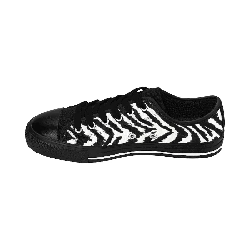 Athletic shoes with soft feelWhite Zebra Men's Sneakers, Zebra Stripe Animal Print Premium Low Top Shoes (US Size: 7-14)