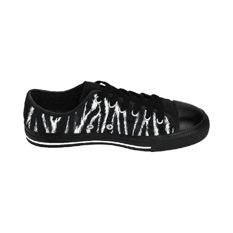 Athletic shoes with easy closureWild Zebra Men's Sneakers, Best Zebra Stripe Animal Print Low Top Shoes (US Size: 7-14)