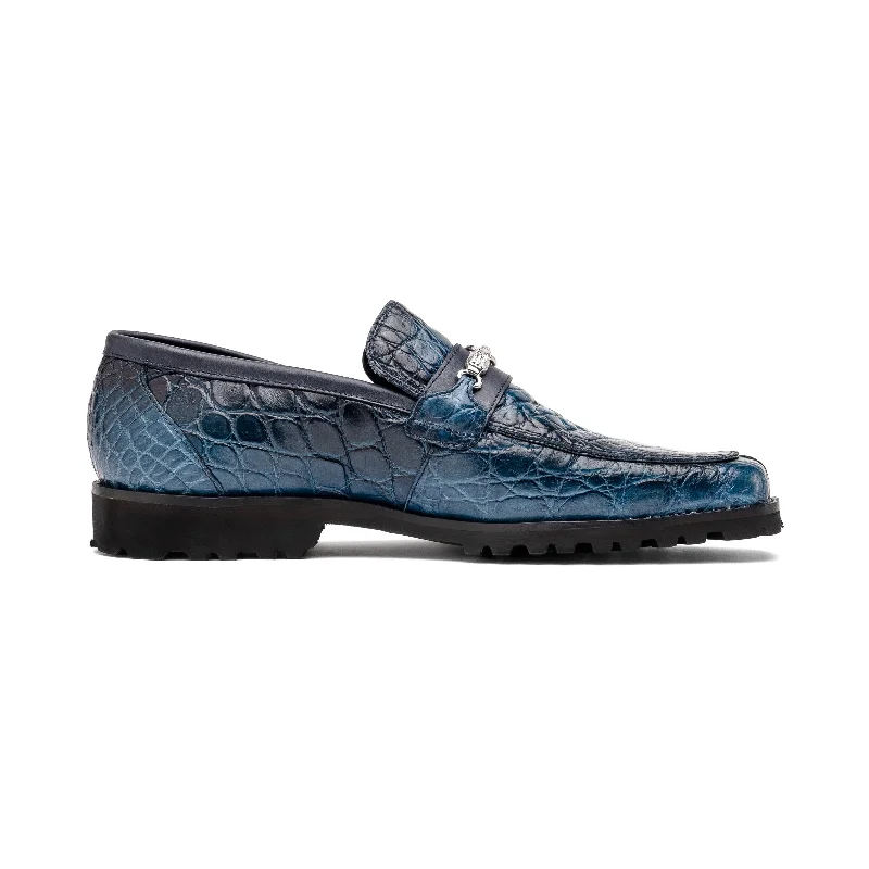 Loafers with fast repsMauri Debonair 4894-7 Men's Shoes Caribbean Blue with Wonder Blue Finished Exotic Alligator / Nappa Leather Horsebit Loafers (MA5557)