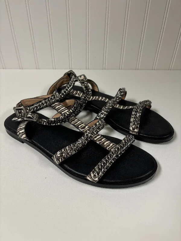 budget sandals with soles-Black & White Sandals Designer Coach, Size 9.5