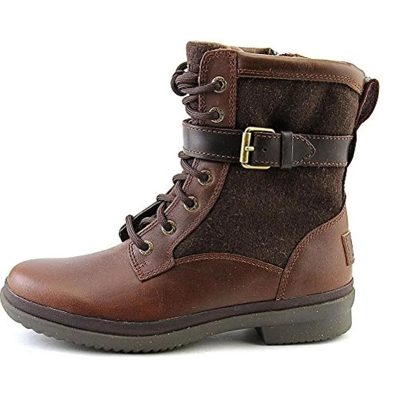 Boots for foot bliss-Ugg Australia Womens Kesey Leather Belted Combat Boots