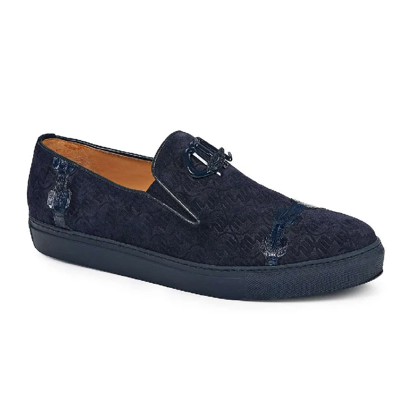 Best loafers for brunch datesMauri Designer Shoes Exotic Skin Men's Olmo Wonder Blue Baby Croc & Embossed Suede Loafers 8581(MA4816)