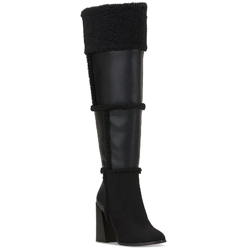 Boots for knee support-Jessica Simpson Womens Faux Suede Faux Fur Over-The-Knee Boots