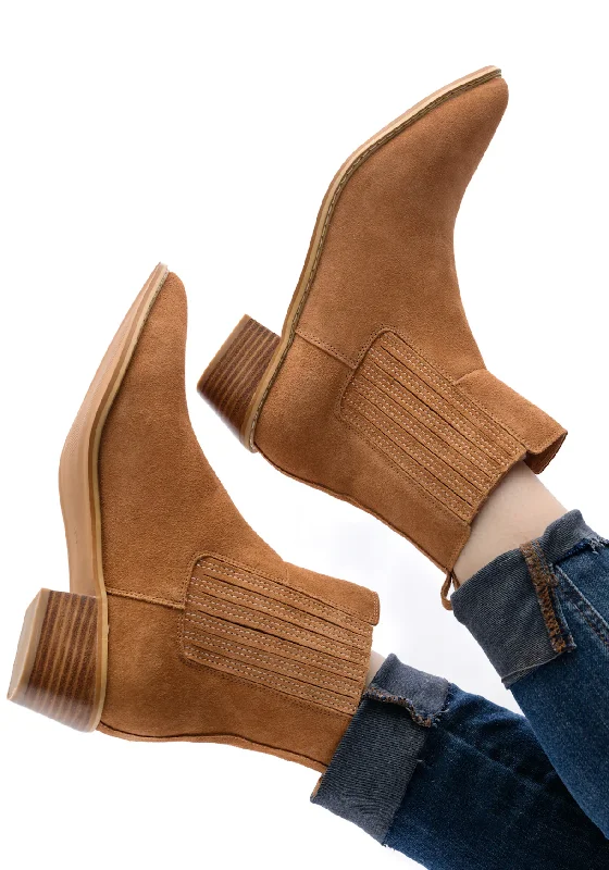 Boots with cool laces-Leonor Suede Ankle Boot in Tan