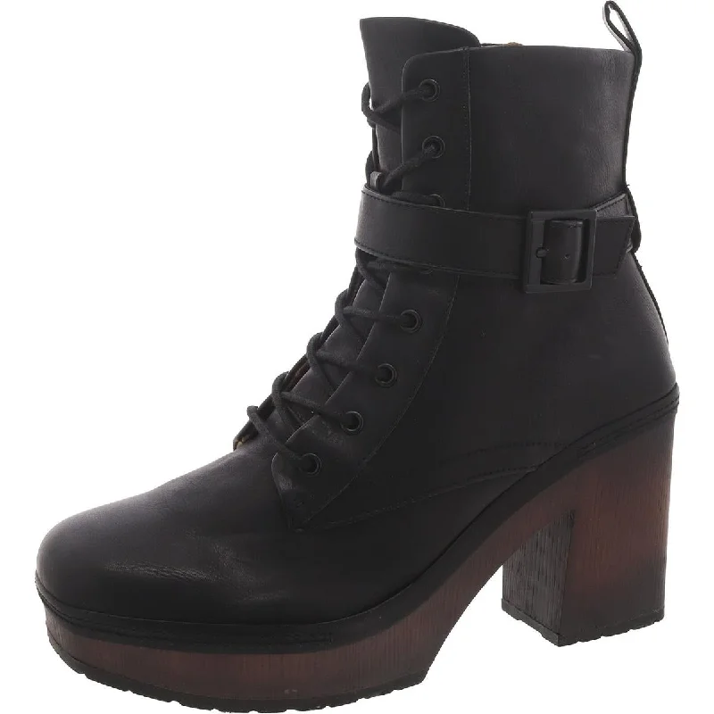 Boots for casual hikes-KORKS Womens Faux Leather Platform Combat & Lace-Up Boots