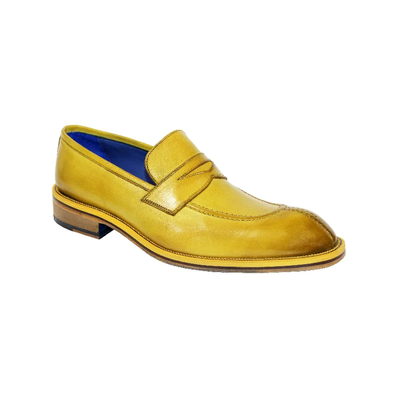 Loafers with comfy collarsEmilio Franco Mirko Men's Shoes Yellow Calf-Skin Leather Loafers (EF1178)