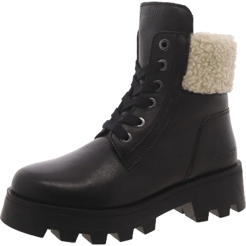 Boots with thick soles-Cougar Womens Stella Faux Leather Zipper Combat & Lace-Up Boots