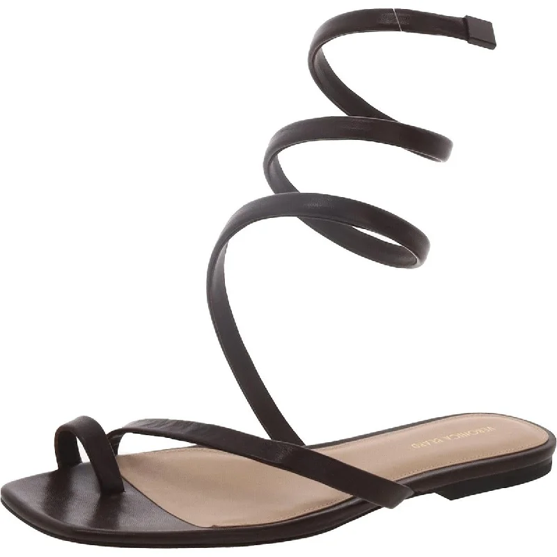 sandals with sleek design-Veronica Beard Womens Allura Leather Ankle Wrap Slingback Sandals