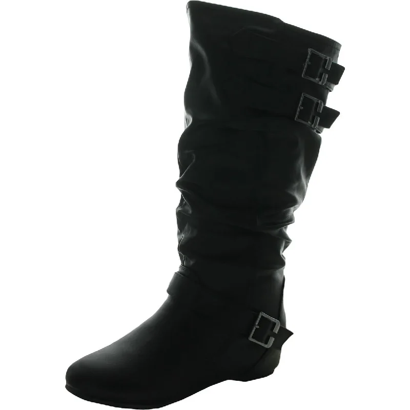 Boots with bold heels-Journee Collection Womens Tiffany Extra wide Calf Heel Knee-High Boots