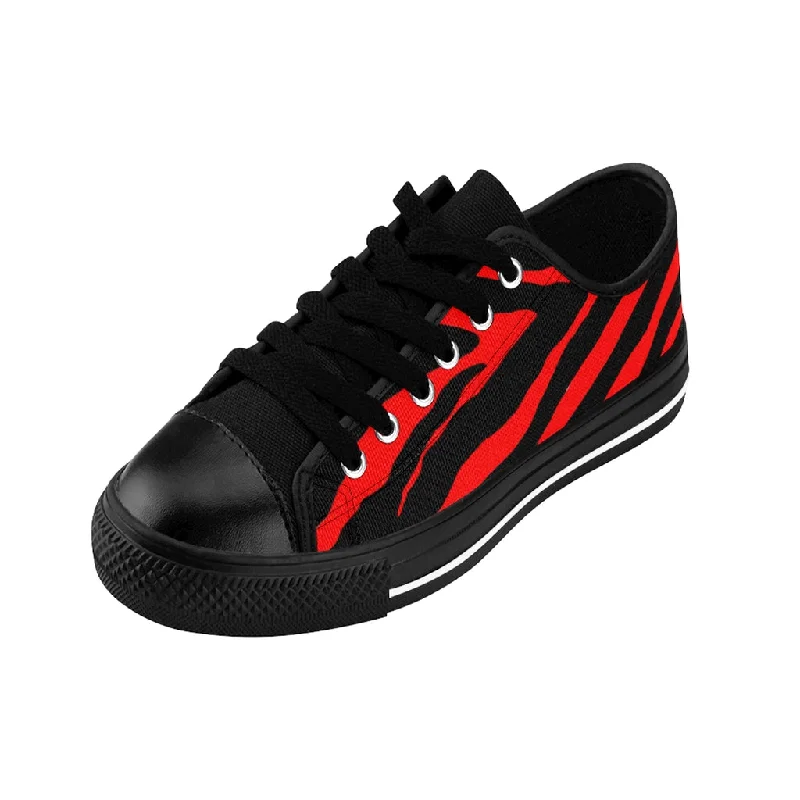 Affordable athletic shoes for beginnersRed Zebra Men's Sneakers, Best Zebra Stripe Sexy Animal Print Low Top Shoes(US Size: 7-14)