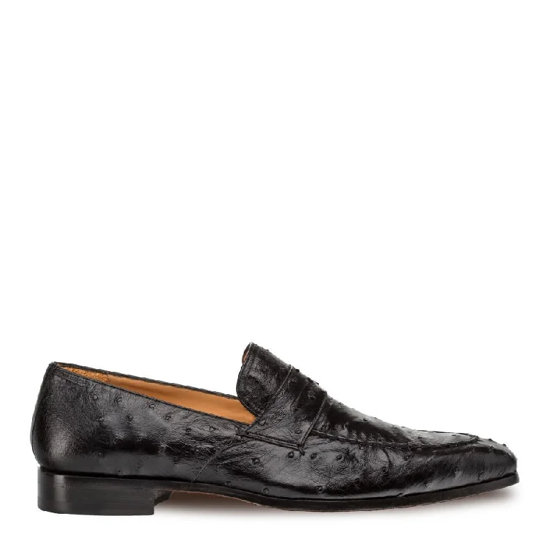 Loafers with cold flairMezlan Lisbon Men's Designer Shoes Black Ostrich Loafers 4561-S (MZ3128)