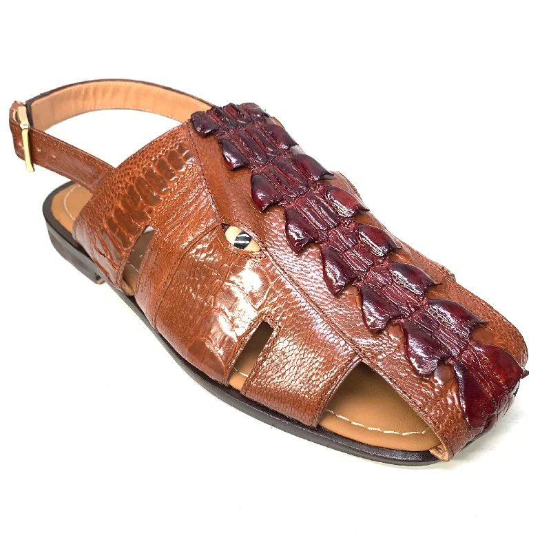 waterproof sandals for rivers-Mauri 5133 Mayhem Gold Exotic Hornback / Ostrich Leg Eyes Sandals