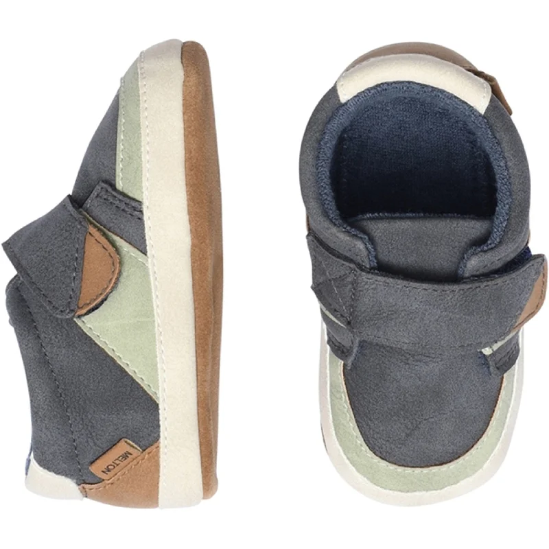 handmade slippers bespoke-MELTON Sneaker Slippers Marine