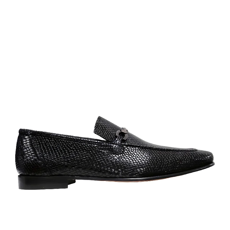 Loafers for team eventsAmbrogio by Mezlan Men's Shoes Black Snake Print Leather Horsebit Loafers (AMZ1015)