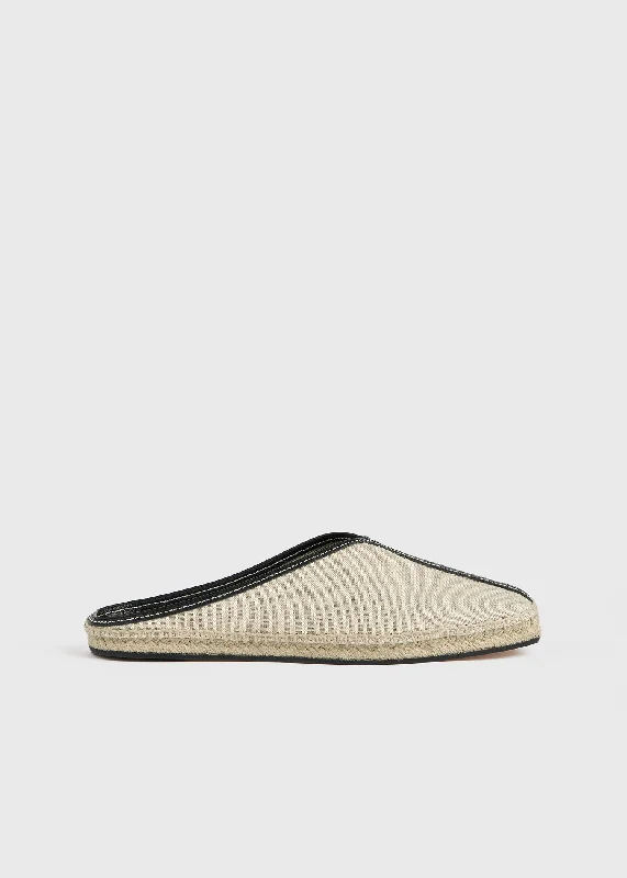 white slippers with padding-Canvas espadrille slippers ecru/black