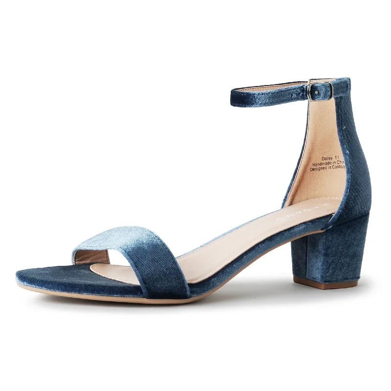 breathable high heels summer-Daisy | Sky Blue Velvet