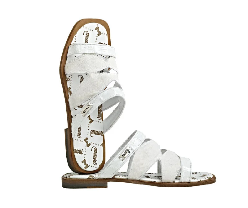 sandals with outdoor design-Mauri - "1492 Gulf" Crocodile/Pony Hair Sandals