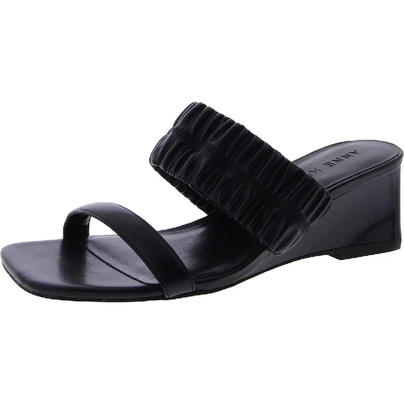 sandals near retail outlets-Anne Klein Womens Double Strap Open Toe Wedge Sandals