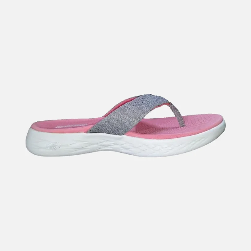 metallic slippers for radiance-Skechers On-The-Go 600 Preferred Women Slippers -GREY/LIGHT PINK