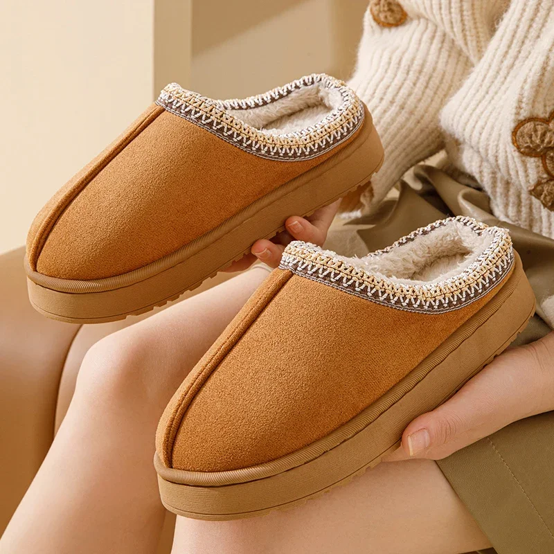 classic slippers for consistency-Women Winter Plush Cotton Slippers