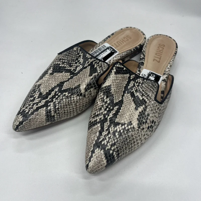 flats near urban trails-Animal Print Shoes Flats Mule & Slide Schutz, Size 7