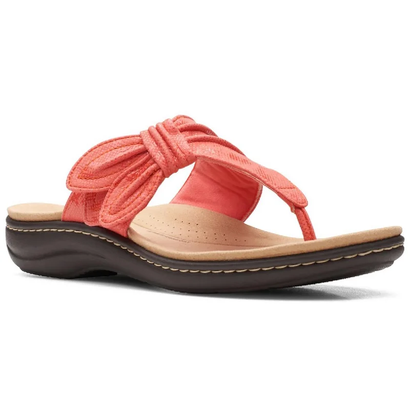 sandals with flexible soles-Clarks Womens Laurieann Rae Cushioned Footbed Slip On Thong Sandals