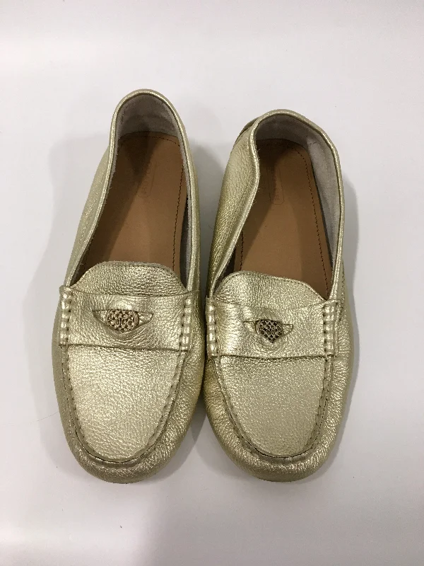 flats with private decks-Gold Shoes Flats Loafer Oxford Coach, Size 8