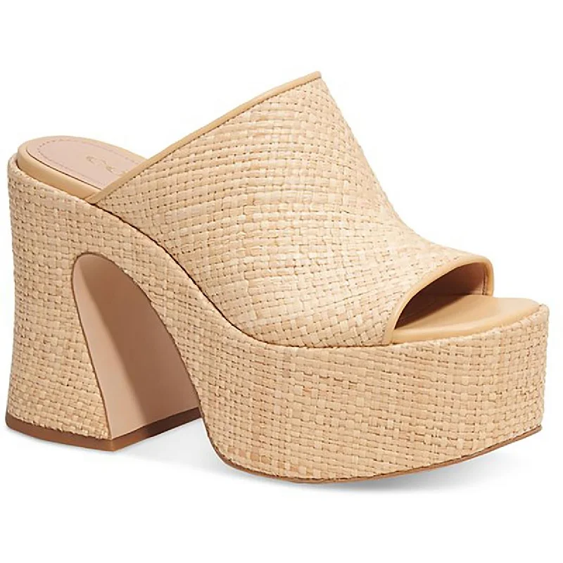 sandals with breathable soles-Coach Womens Mules Square Open Toe Platform Sandals