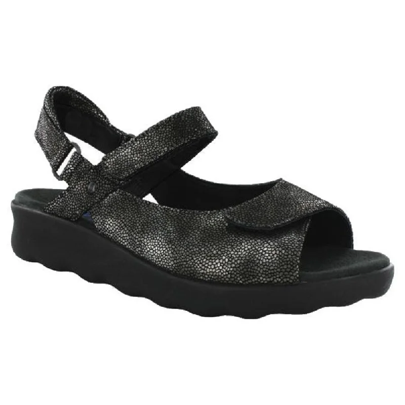 Wolky Pichu Black Caviar Leather Sandal (Women's)