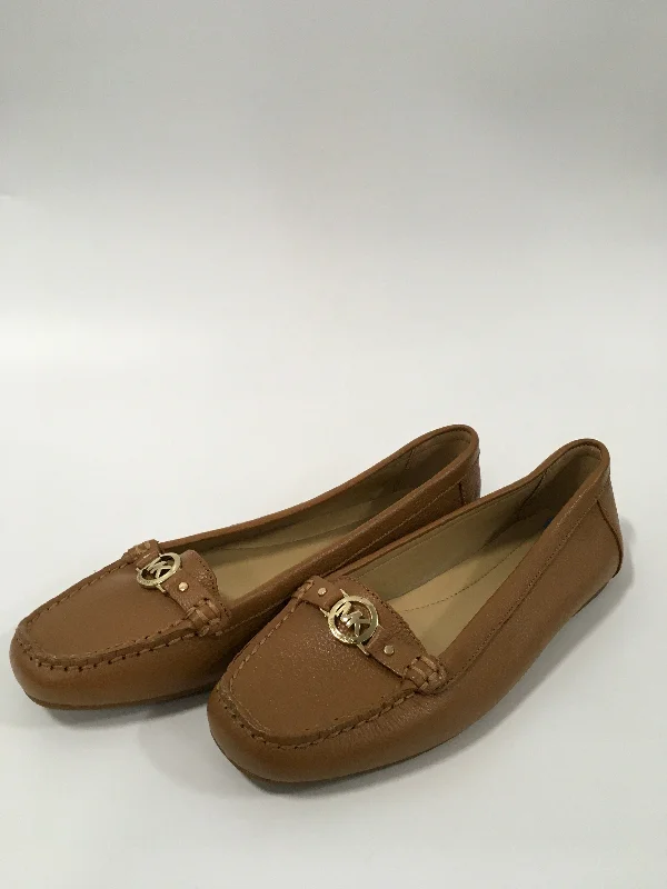 cozy flats near shops-Tan Shoes Flats Ballet Michael By Michael Kors, Size 6.5