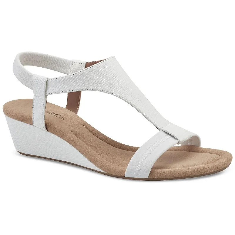 affordable sandals with cushion-Style & Co. Womens VACANZA Faux Leather Open Toe Wedge Sandals