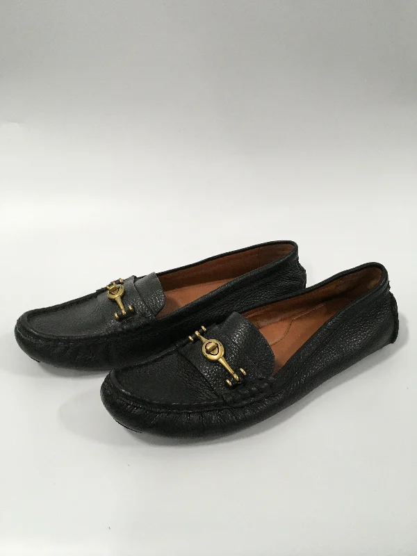 flats near art galleries-Black Shoes Flats Loafer Oxford Coach, Size 8.5