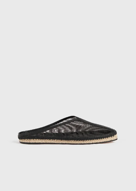 casual slippers with cushion-Mesh espadrille slippers black