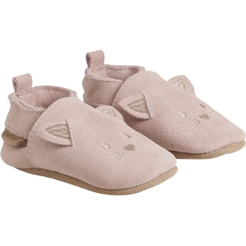 soft slippers for light-En Fant Slippers Animal Suede Misty Rose