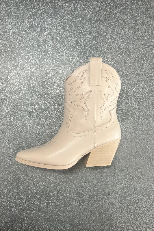 Boots with sleek heels-Blazing Short Cowgirl Boots- Stone