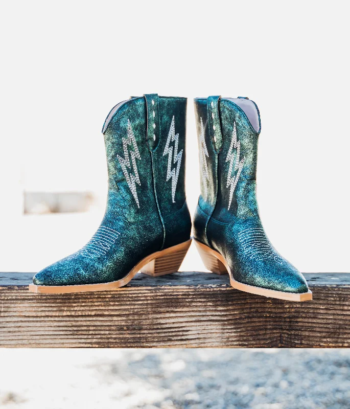 Boots in blush-Bowie Metallic Boot in Teal