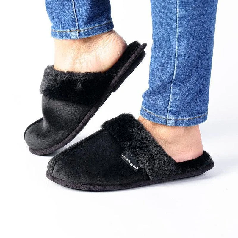 elegant slippers for poise-Hush Puppy Lunara Slippers - Black