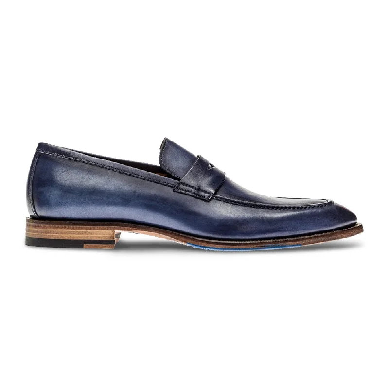 Loafers with wicking fabricJose Real Amberes H605-CG Men's Shoes Deep Blue Calf-Skin Leather Penny Loafers (RE2209)