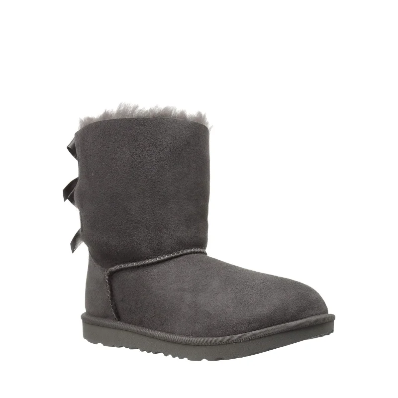 Boots with sleek heels-UGG Unisex-Child Bailey Bow Ii Boot, Grey